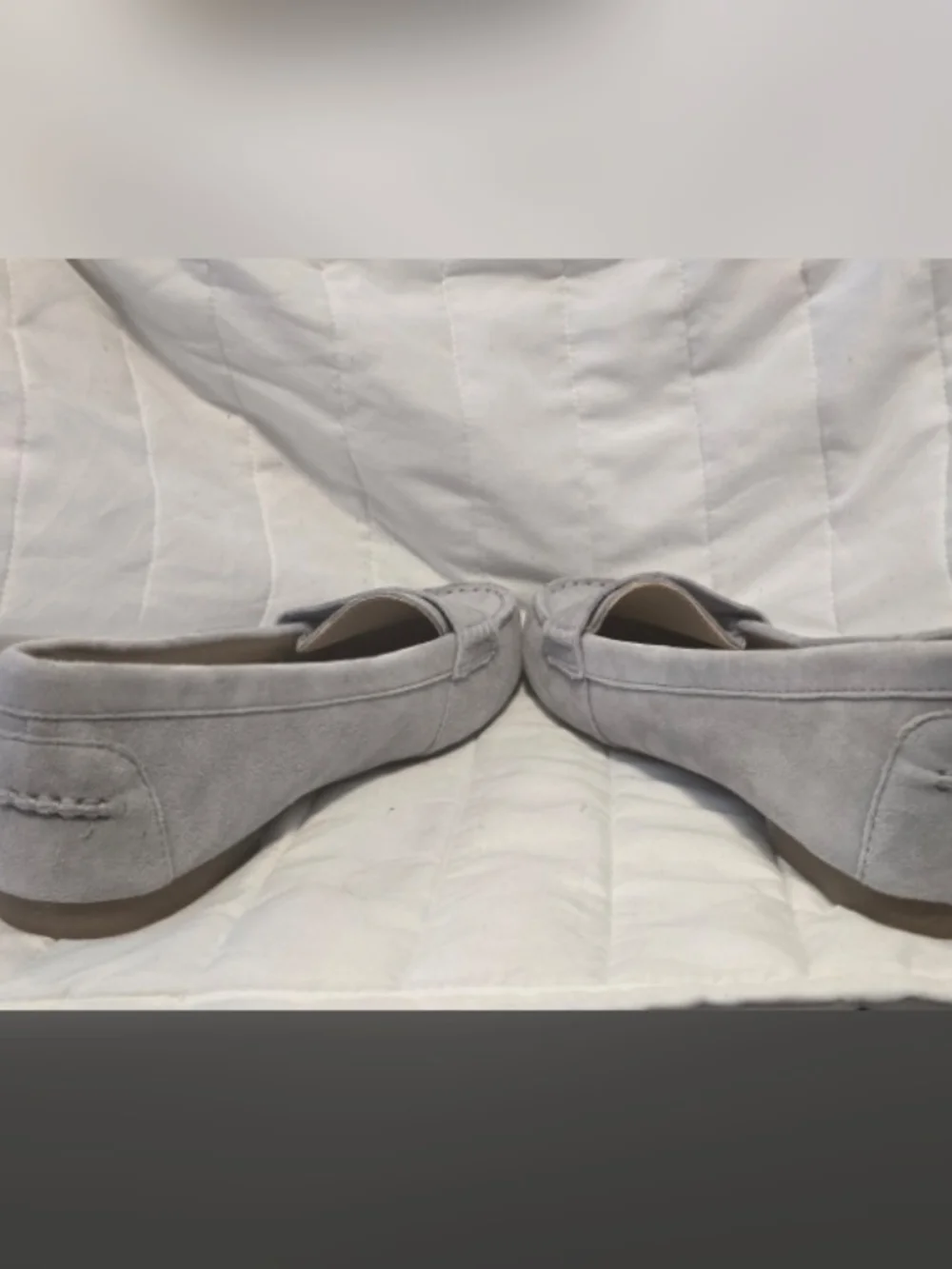 White Mountain Light Gray Suede Penny Loafers 9.5